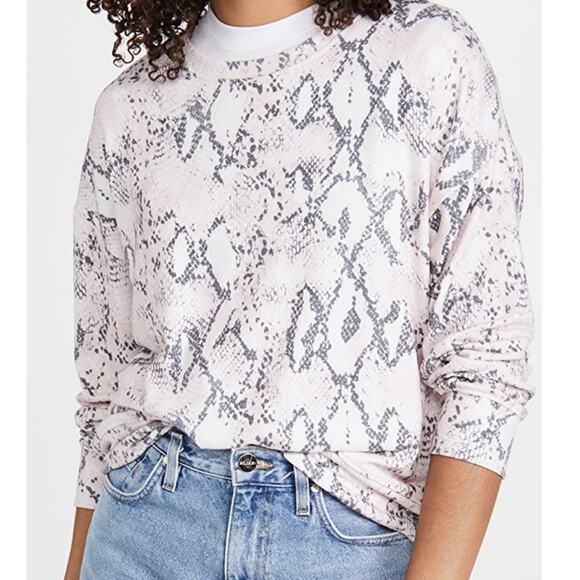 Sundry Python Snake Print Sweater Pullover Sweatshirt Colorful Pink Gray XL NWT - Picture 4 of 13
